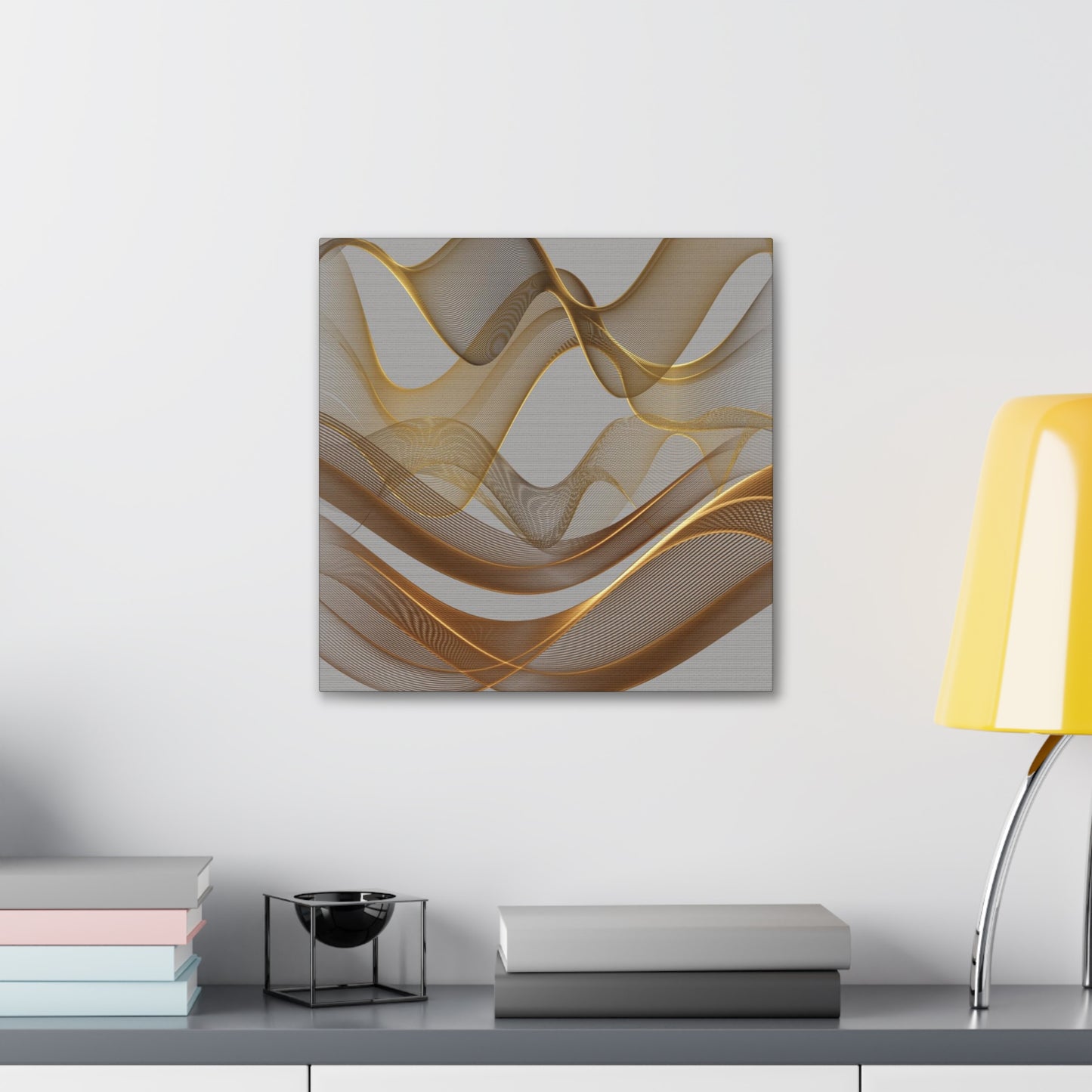 Contemporary Golden Wave Canvas, Floating Waves Abstract Art, Abstract Golden Wave Print, Golden Canvas Wave Art, Golden Canvas Wave Art.