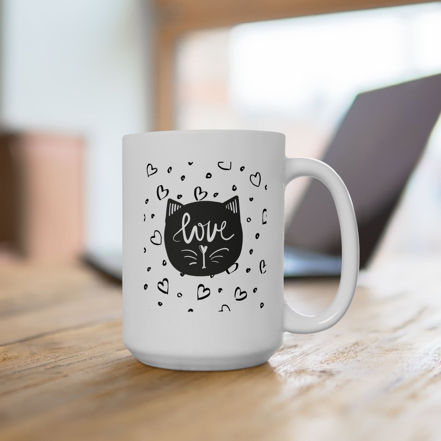 Cat Thinking Mug, Simple Cat Mug, Loving Cat Mug, Favorite Cat Mug, I Love My Cat Mug, Cat Heart Mug, The Cat's Meow Mug, Valentine Cat Mug