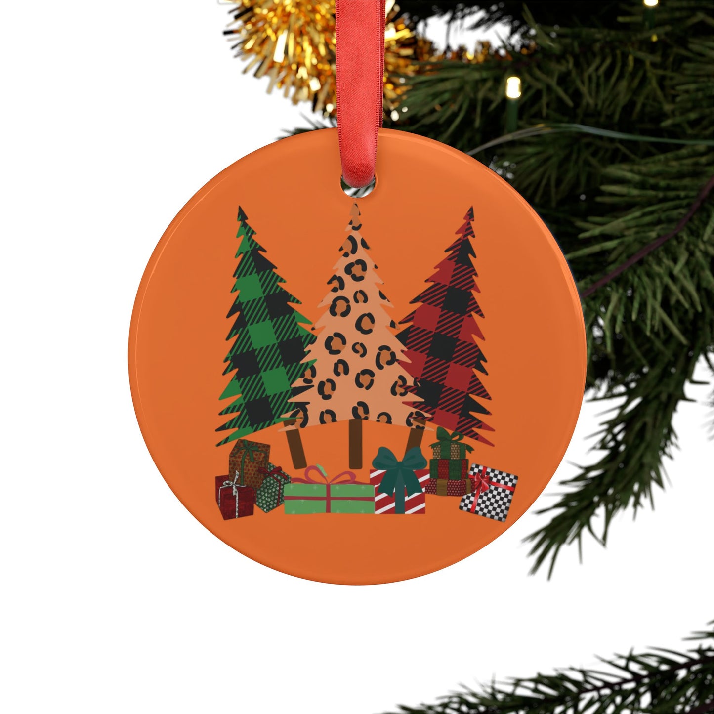 Plaid Trees Christmas Ornament