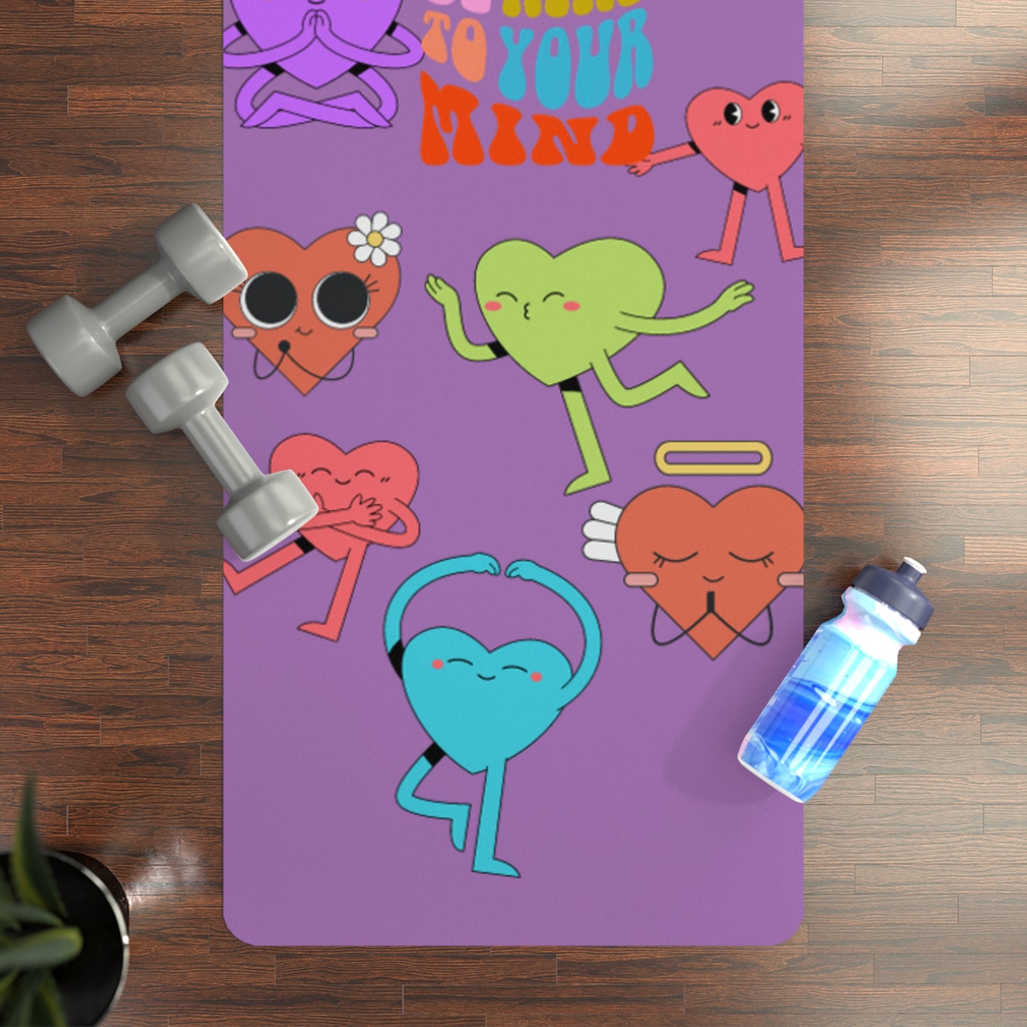 Heart Yoga Mat, Positive Affirmation Mat, Cute Yoga Mat, Self Care Yoga Mat, Inspirational Yoga Mat, Colorful Yoga Mat, Wellness Yoga Mat, Durable Workout Mat, Non Slip Exercise Mat, Heart Design, Yoga Lovers Ideal Gift
