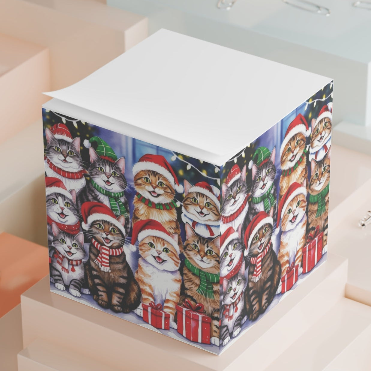 Cats Sticky Notes Christmas Cube