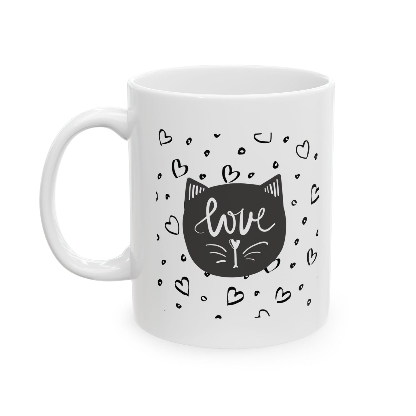 Cat Thinking Mug, Simple Cat Mug, Loving Cat Mug, Favorite Cat Mug, I Love My Cat Mug, Cat Heart Mug, The Cat's Meow Mug, Valentine Cat Mug