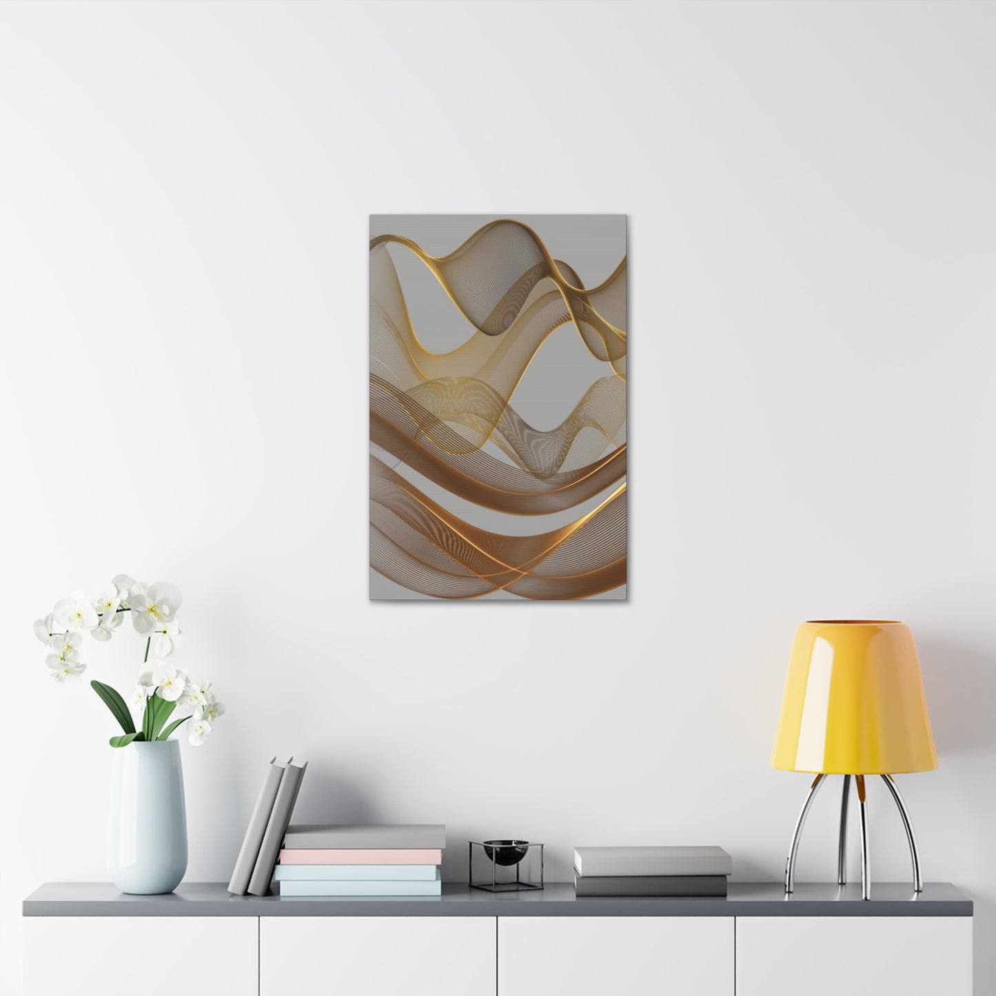 Contemporary Golden Wave Canvas, Floating Waves Abstract Art, Abstract Golden Wave Print, Golden Canvas Wave Art, Golden Canvas Wave Art.