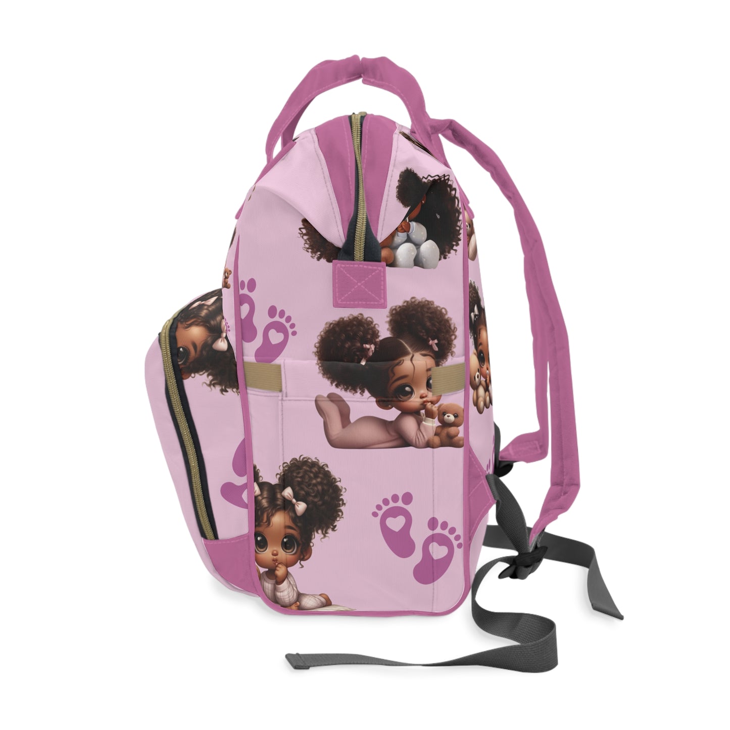 Multifunctional Black Girl Diaper Backpack, Afrocentric Baby Girl Diaper Bag, Multifunctional African American Diaper Backpack, African American Baby Girl Diaper Bag, African American Diaper Backpack, Multifunctional Girl Backpack