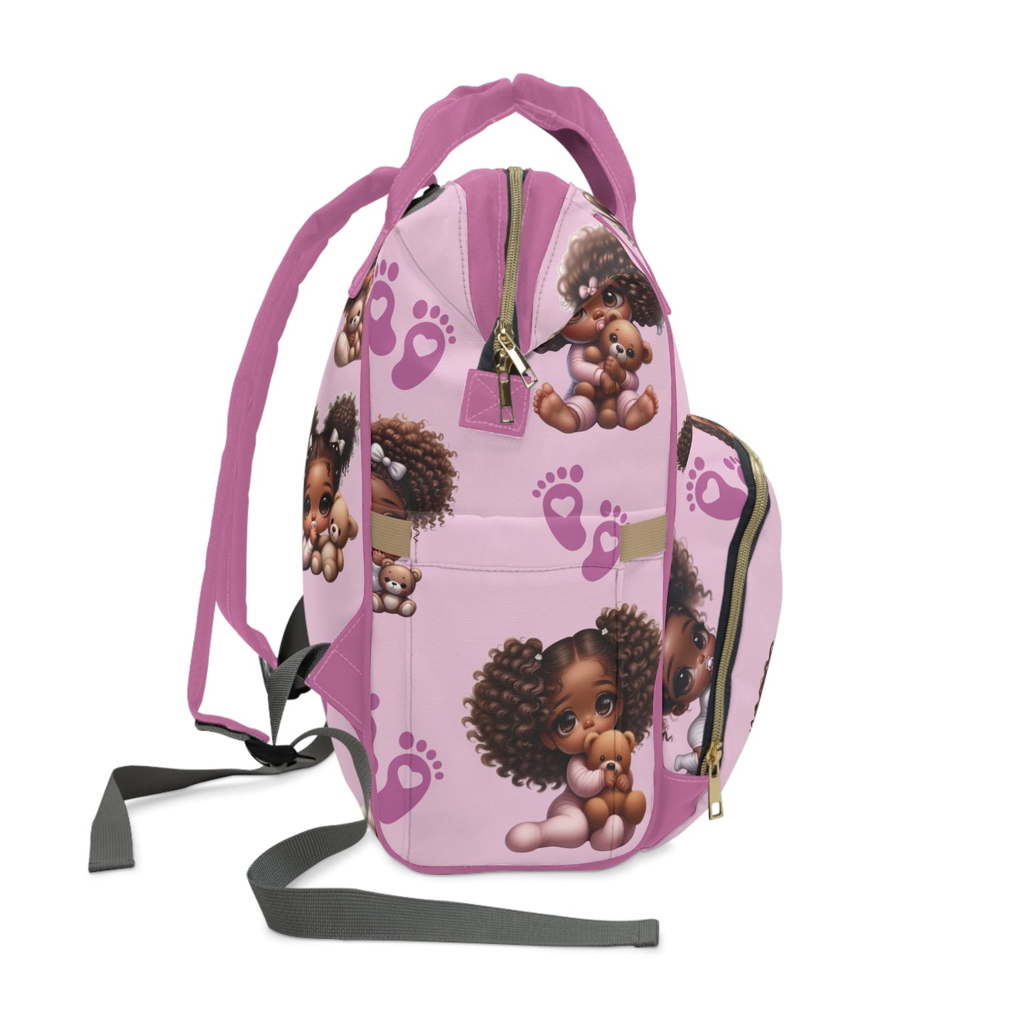 Multifunctional Black Girl Diaper Backpack, Afrocentric Baby Girl Diaper Bag, Multifunctional African American Diaper Backpack, African American Baby Girl Diaper Bag, African American Diaper Backpack, Multifunctional Girl Backpack