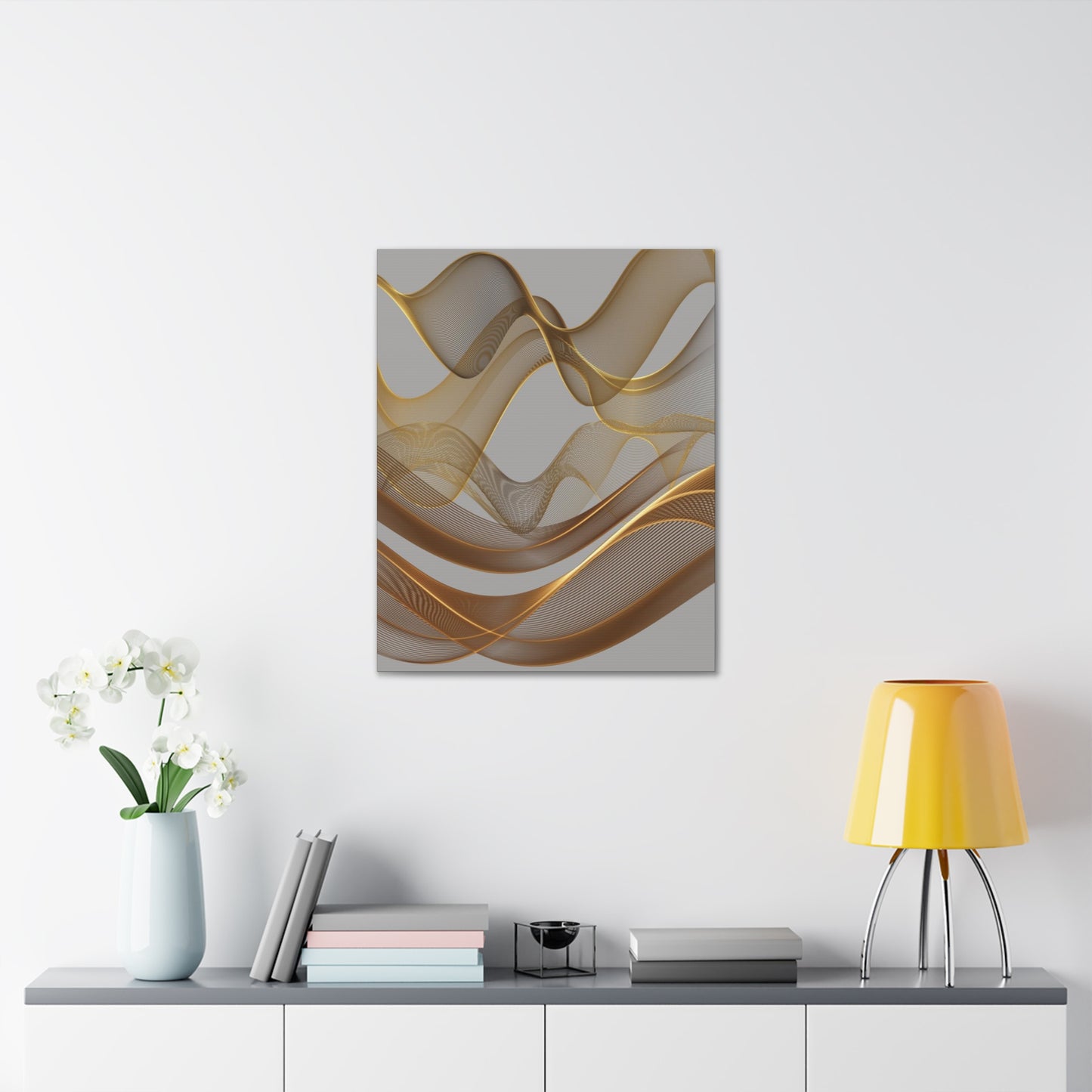 Contemporary Golden Wave Canvas, Floating Waves Abstract Art, Abstract Golden Wave Print, Golden Canvas Wave Art, Golden Canvas Wave Art.