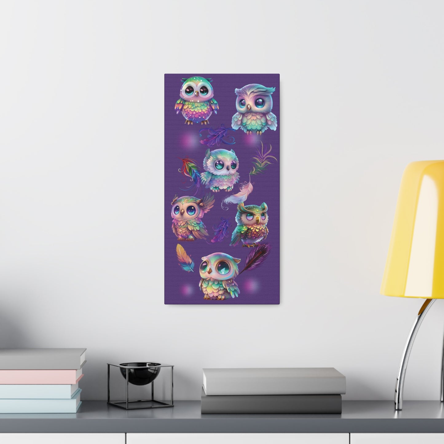 Mystical Owls Picture, Purple Magical Owl Art, Cosmic Owls, Wise Owl Canvas Print, Whimsical Owl Print, Purple Owl Print, Wise Owls Painting