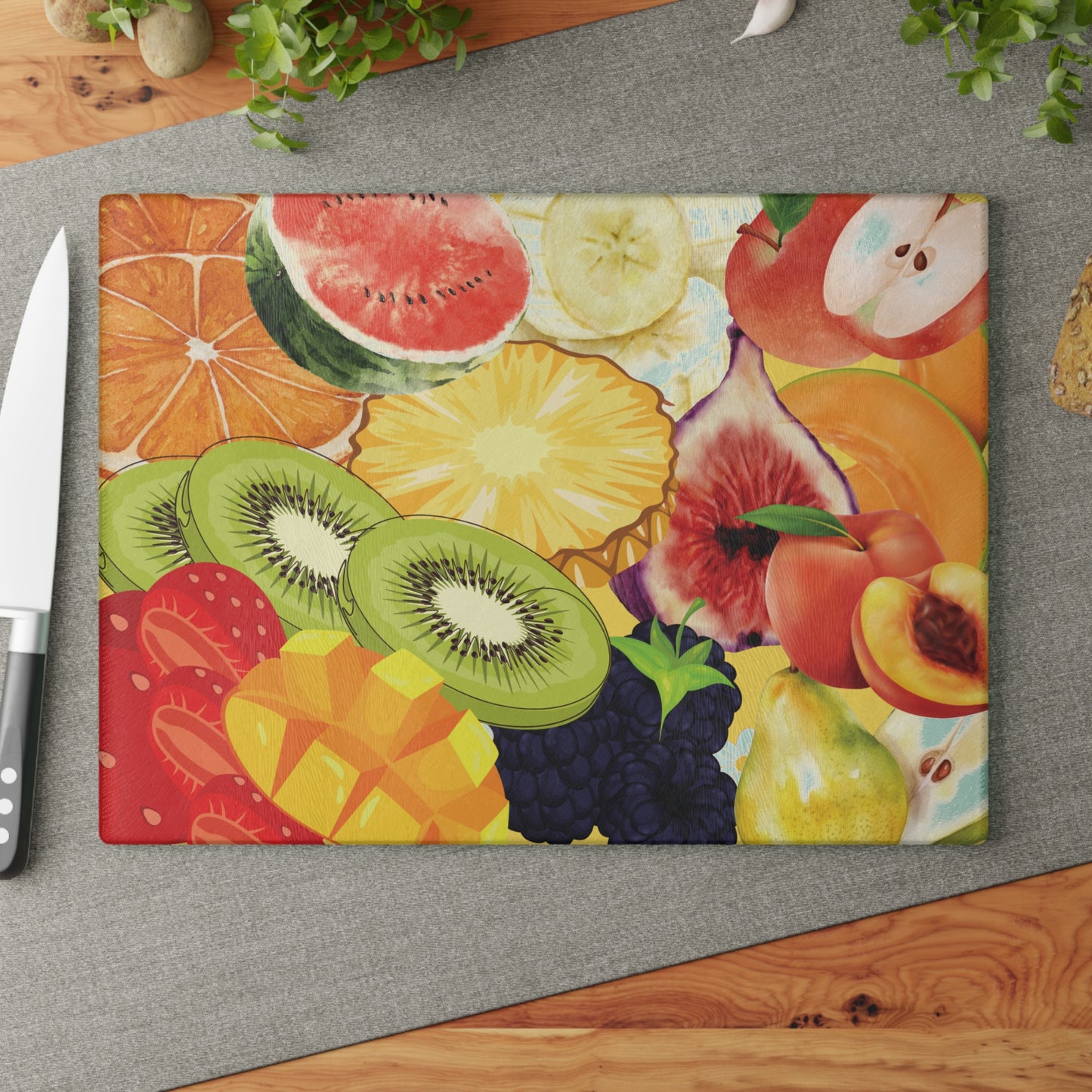 Eye Catching Cutting Board, Fruit Chopping Glass Board, Fruit Cutting Board, Kitchen Fruit Cutting Board, Glass Serving Board, Vibrant Cutting Board, Unique Glass Cutting Board, Decorative Cutting Board