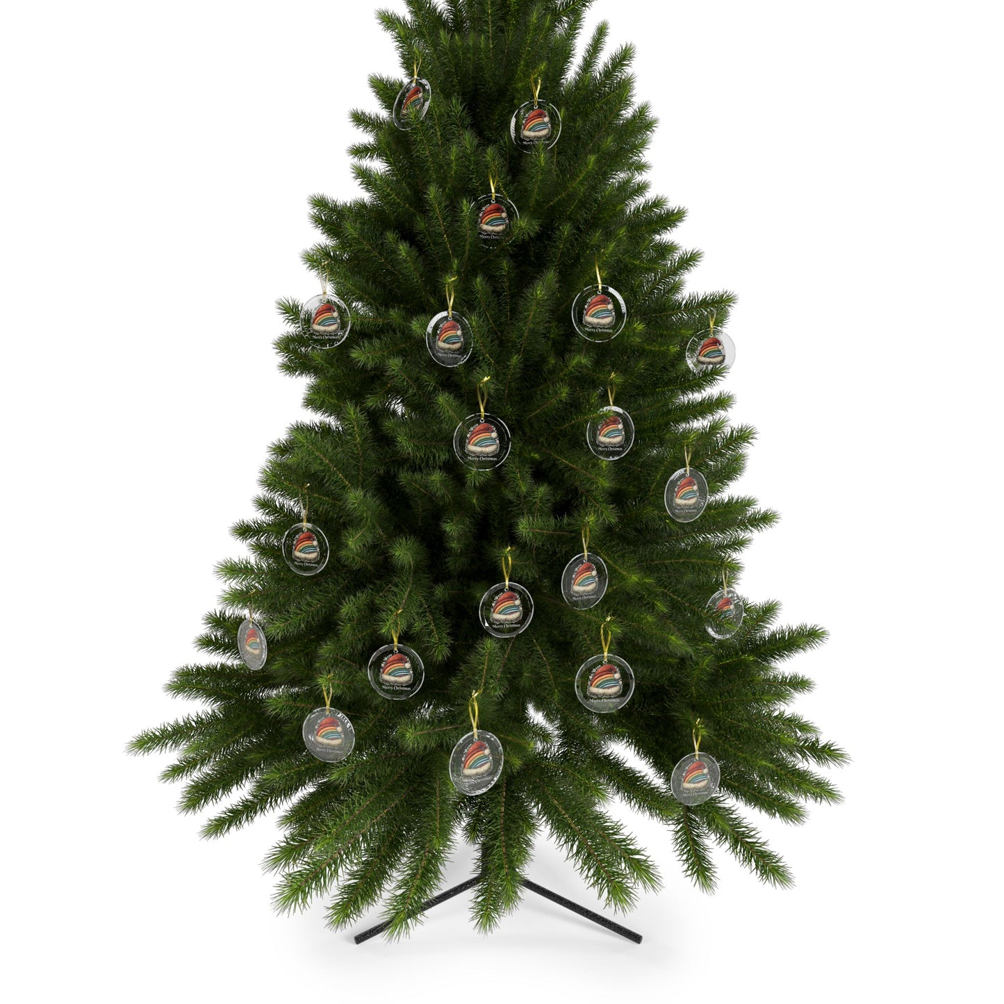 Santa Rainbow Hat Glass Ornament
