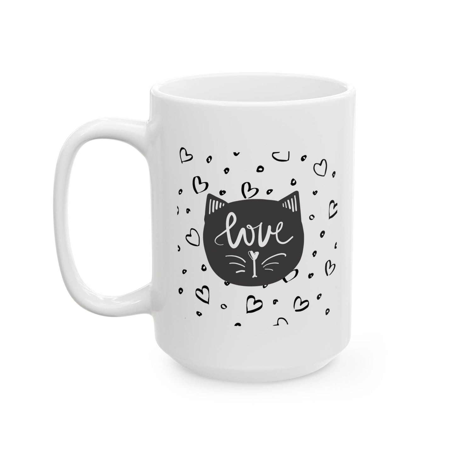 Cat Thinking Mug, Simple Cat Mug, Loving Cat Mug, Favorite Cat Mug, I Love My Cat Mug, Cat Heart Mug, The Cat's Meow Mug, Valentine Cat Mug