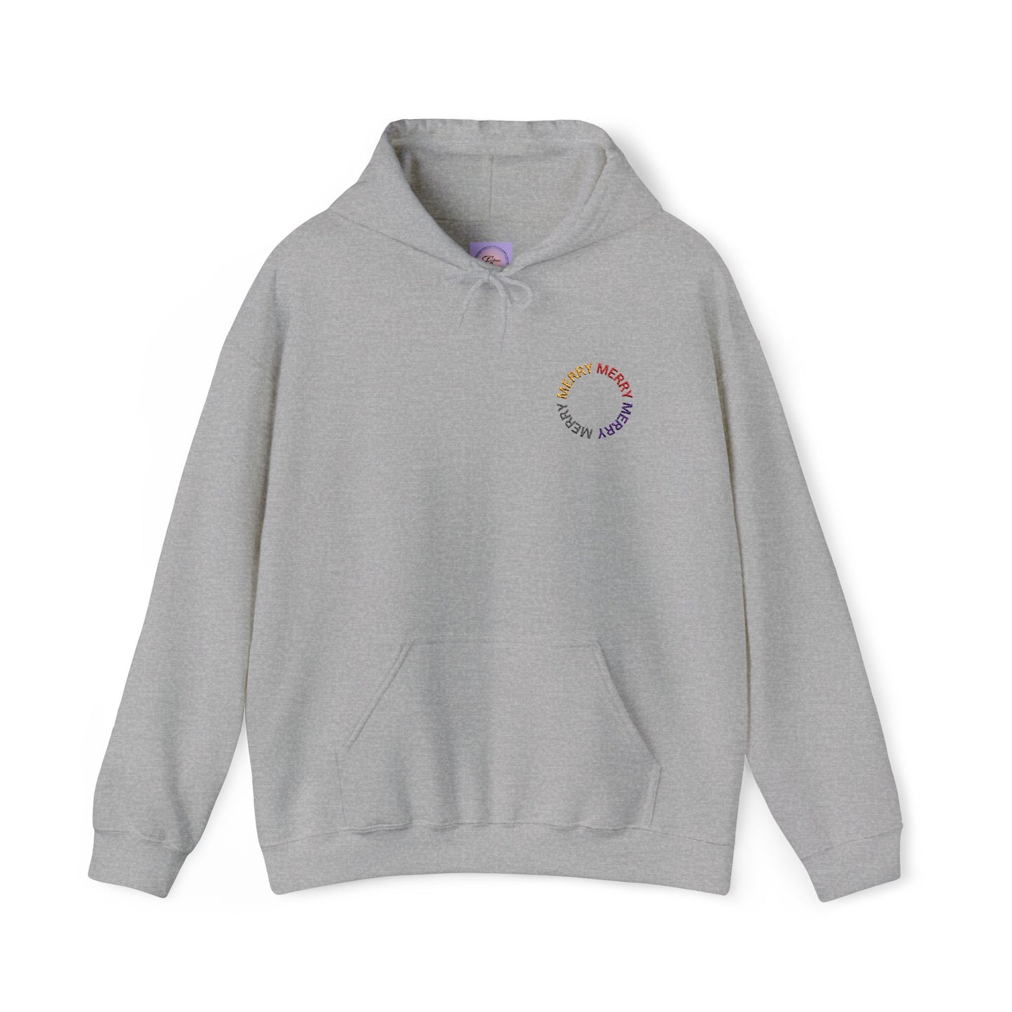 Embroidered Merry Circle Hoodie, Christmas Sweatshirt, Colorful Holiday Jumper, Unisex Winter Pullover, Festive Clothing