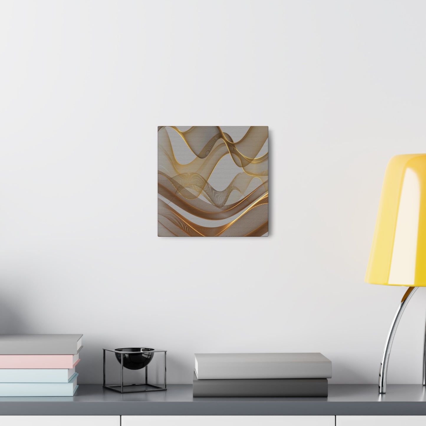 Contemporary Golden Wave Canvas, Floating Waves Abstract Art, Abstract Golden Wave Print, Golden Canvas Wave Art, Golden Canvas Wave Art.