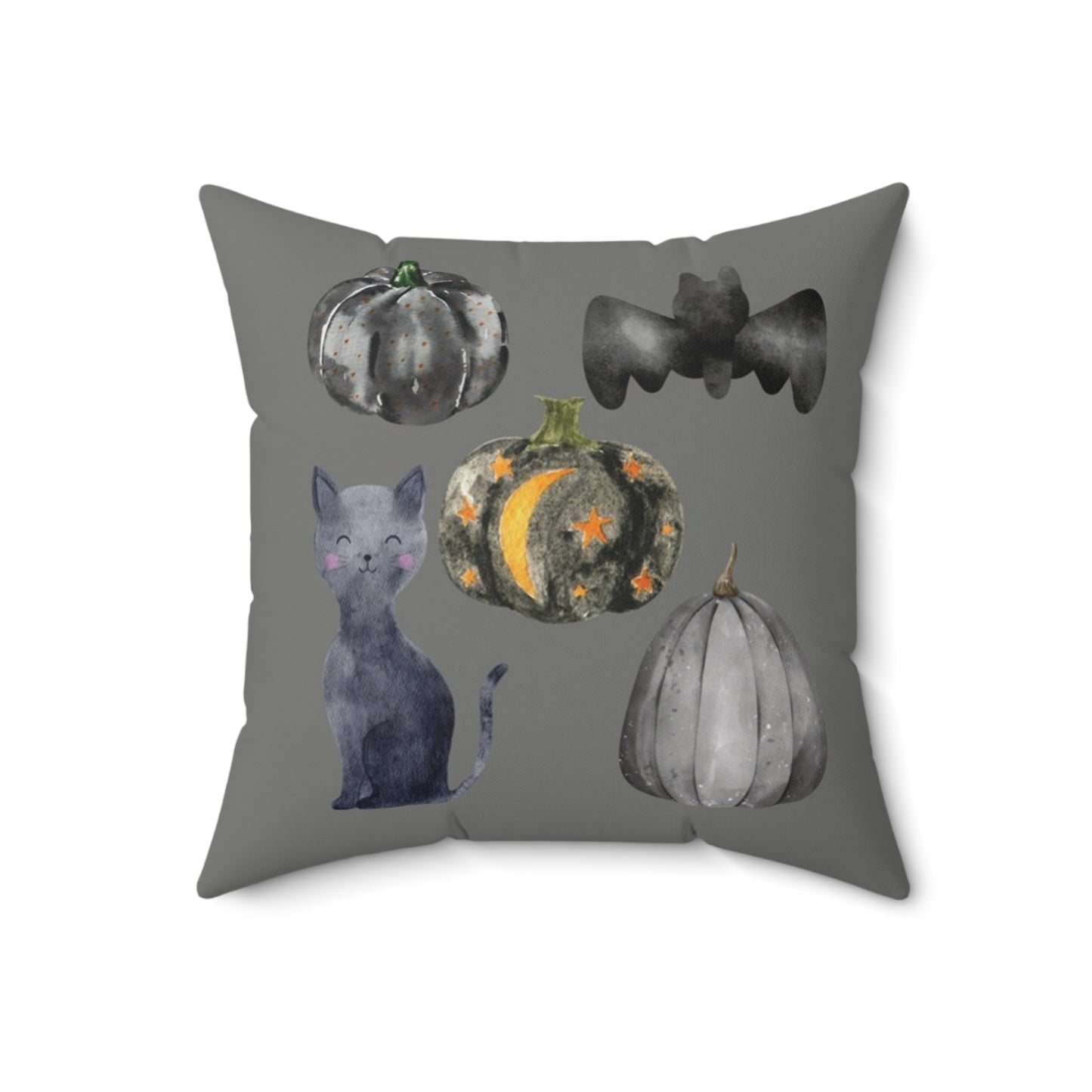 Bat Pumpkin Pillow, Gray Pumpkin Pillow, Watercolor Halloween Pillow, Black Gray Halloween Pillow, Minimalist Halloween Pillow,