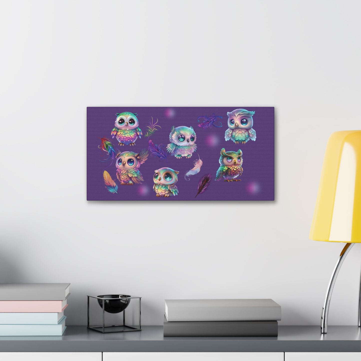 Mystical Owls Picture, Purple Magical Owl Art, Cosmic Owls, Wise Owl Canvas Print, Whimsical Owl Print, Purple Owl Print, Wise Owls Painting