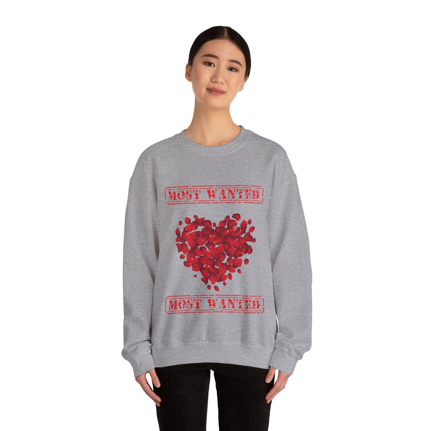 Most Wanted sweatshirt, Valentine Red Petal Heart Sweatshirt, Valentine's Day Heart Crewshirt, Petal Sweatshirt, Valentine's Day Petal Sweatshirt, Red rose heart Sweatshirt