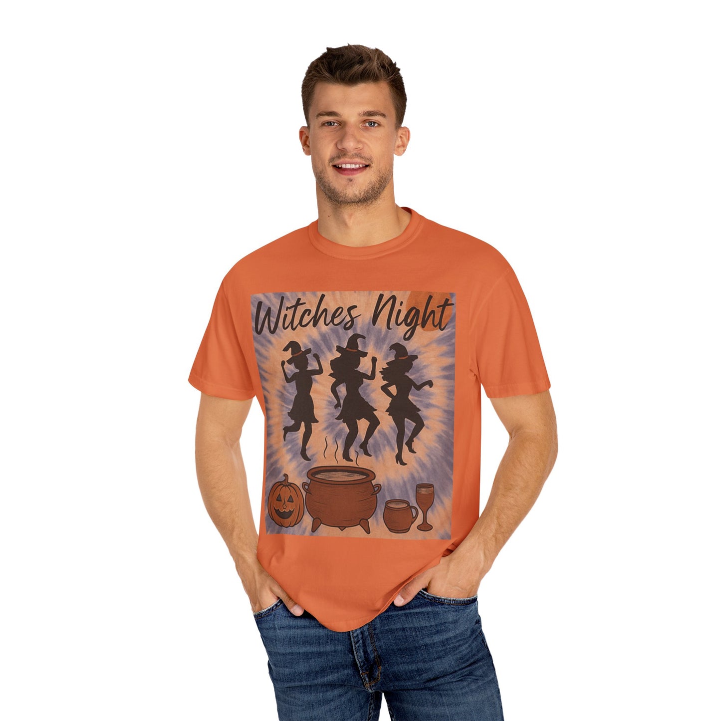 Witches Night T-Shirt – Halloween Witch Graphic Tee – Spooky Season Shirt – Dancing Witches Top – Cauldron Pumpkin Fall Festival Tee