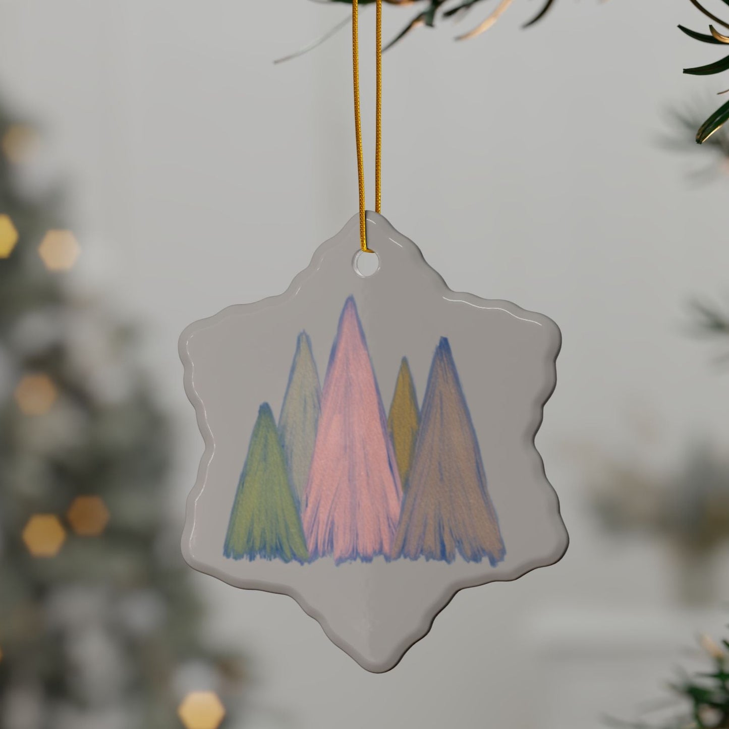 Pastel Ceramic Chalk Christmas Tree Design Ornament