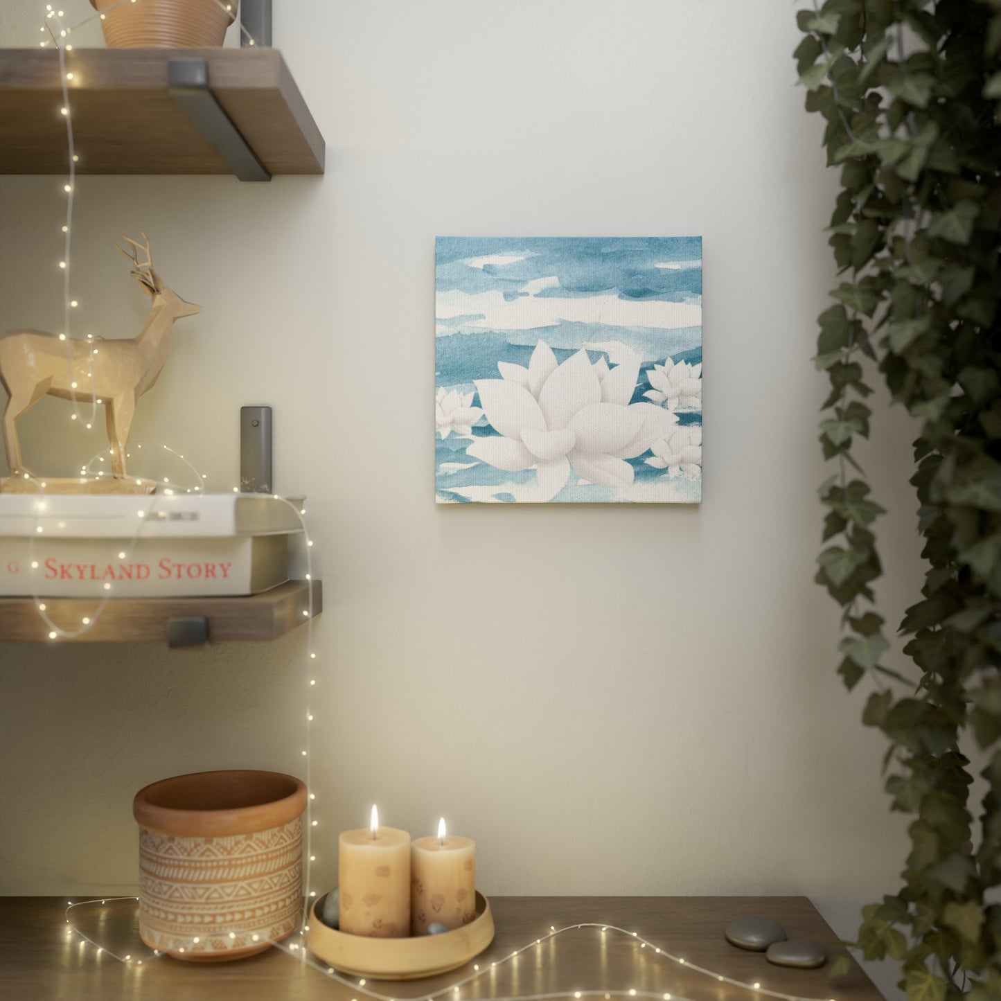 Floating Lotus Wall Art, Japanese Lotus Art Canvas