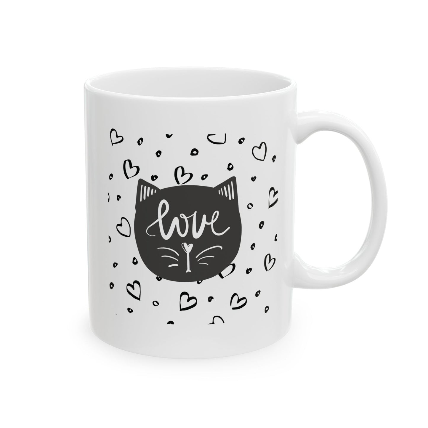 Cat Thinking Mug, Simple Cat Mug, Loving Cat Mug, Favorite Cat Mug, I Love My Cat Mug, Cat Heart Mug, The Cat's Meow Mug, Valentine Cat Mug