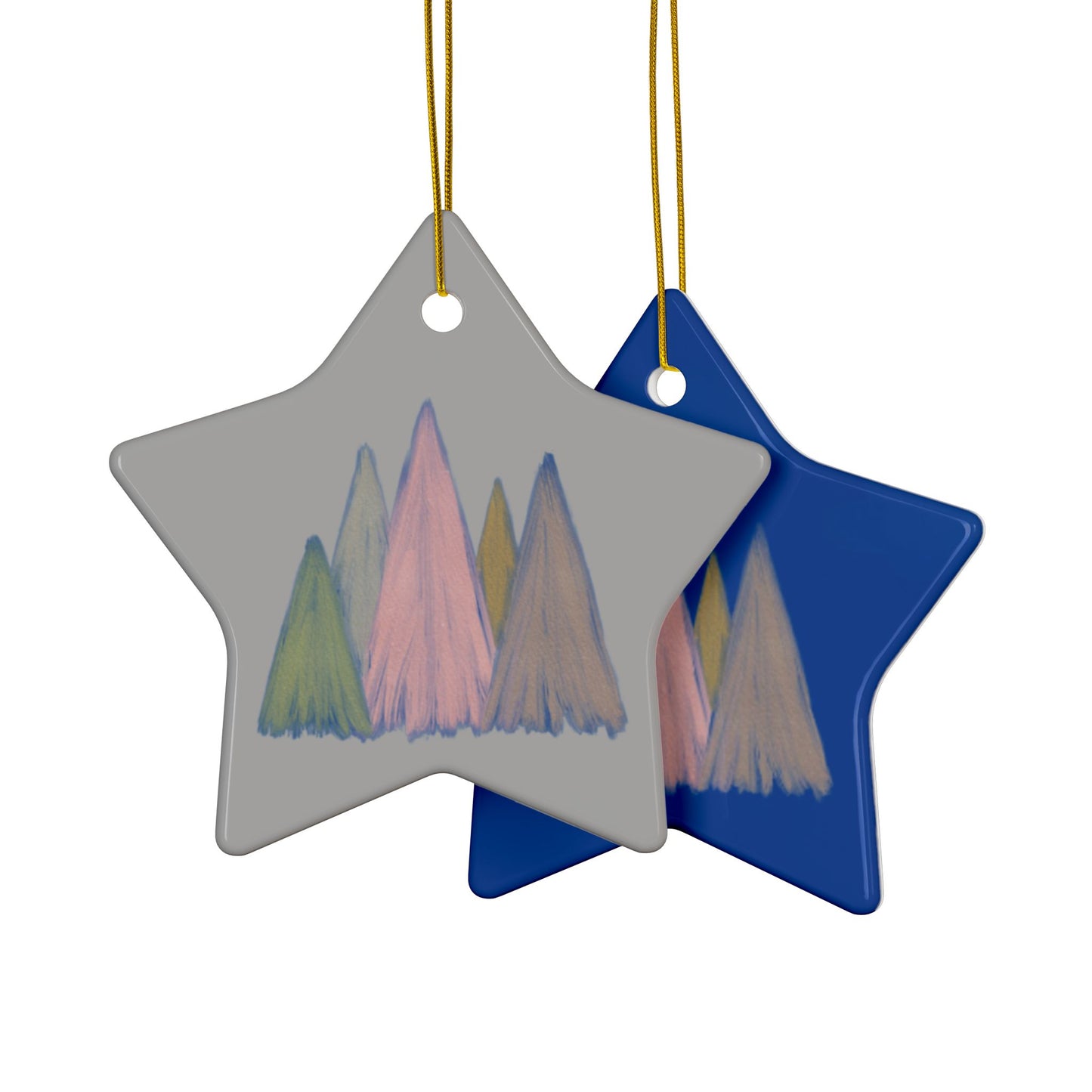 Pastel Ceramic Chalk Christmas Tree Design Ornament