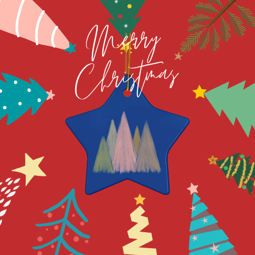 Pastel Ceramic Chalk Christmas Tree Design Ornament