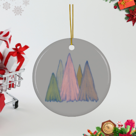 Pastel Ceramic Chalk Christmas Tree Design Ornament