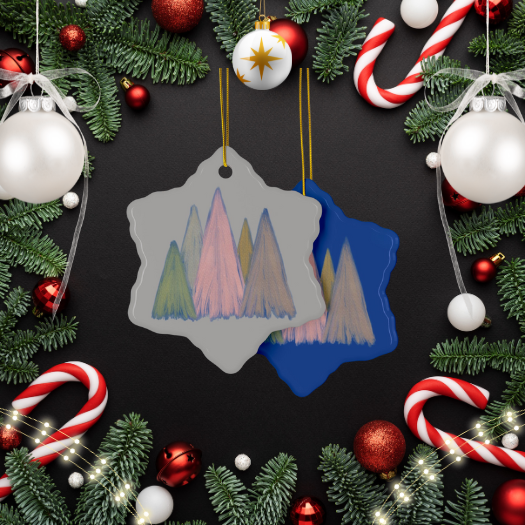Pastel Ceramic Chalk Tree Design Ornament