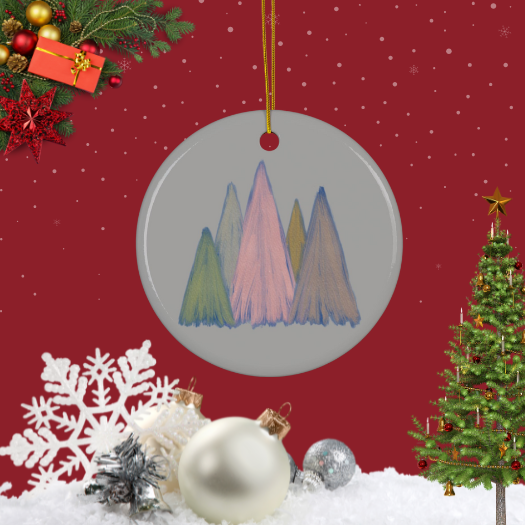 Pastel Ceramic Chalk Christmas Tree Design Ornament