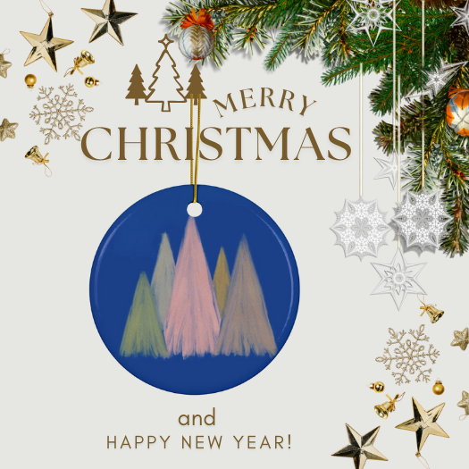 Pastel Ceramic Chalk Christmas Tree Design Ornament