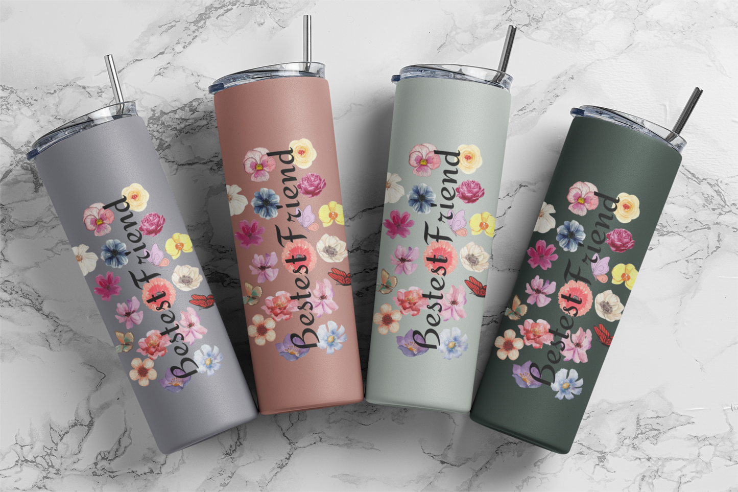 Bestest Friend Skinny Tumbler, Skinny Glossy Tumbler, Special Gift Tumbler, Great Friend Tumbler, Wildflower 20oz Skinny Tumbler, Matte Skinny Tumbler, Aesthetic Skinny Tumbler, Minimalist Skinny Tumbler