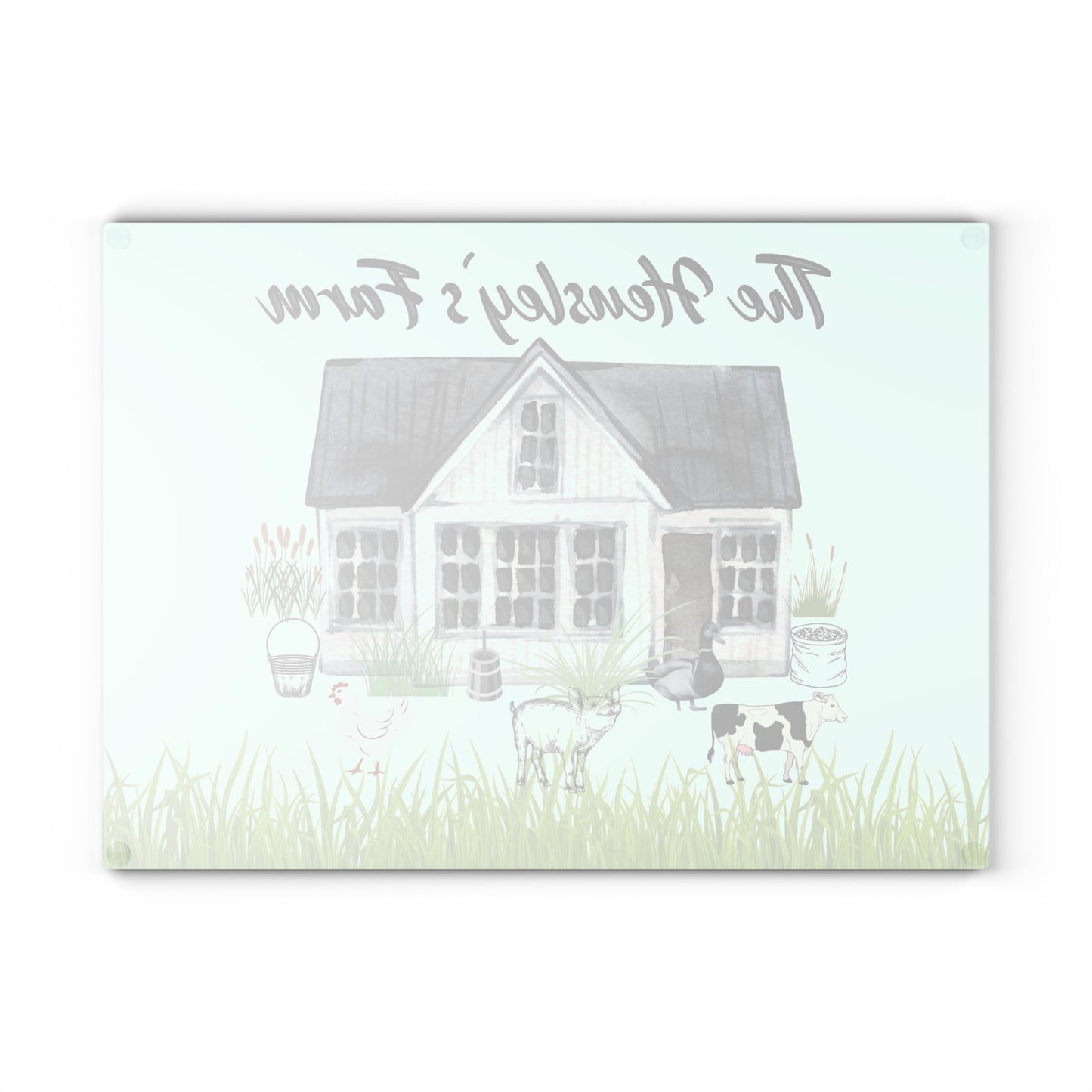 Farm Animal Cutting Board, Vintage Farmhouse Glass Cutting Board, Country Glass Chopping Board, Personalized Glass Cutting Board
