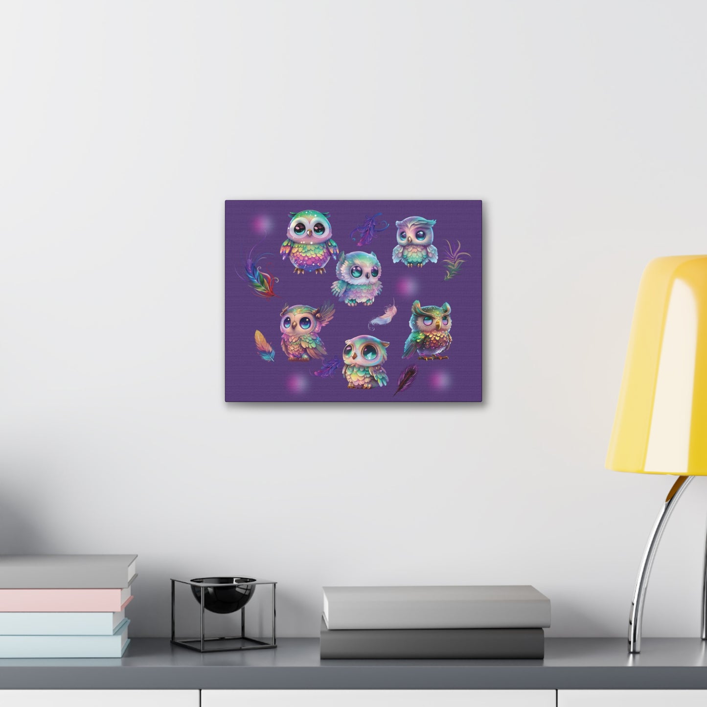 Mystical Owls Picture, Purple Magical Owl Art, Cosmic Owls, Wise Owl Canvas Print, Whimsical Owl Print, Purple Owl Print, Wise Owls Painting