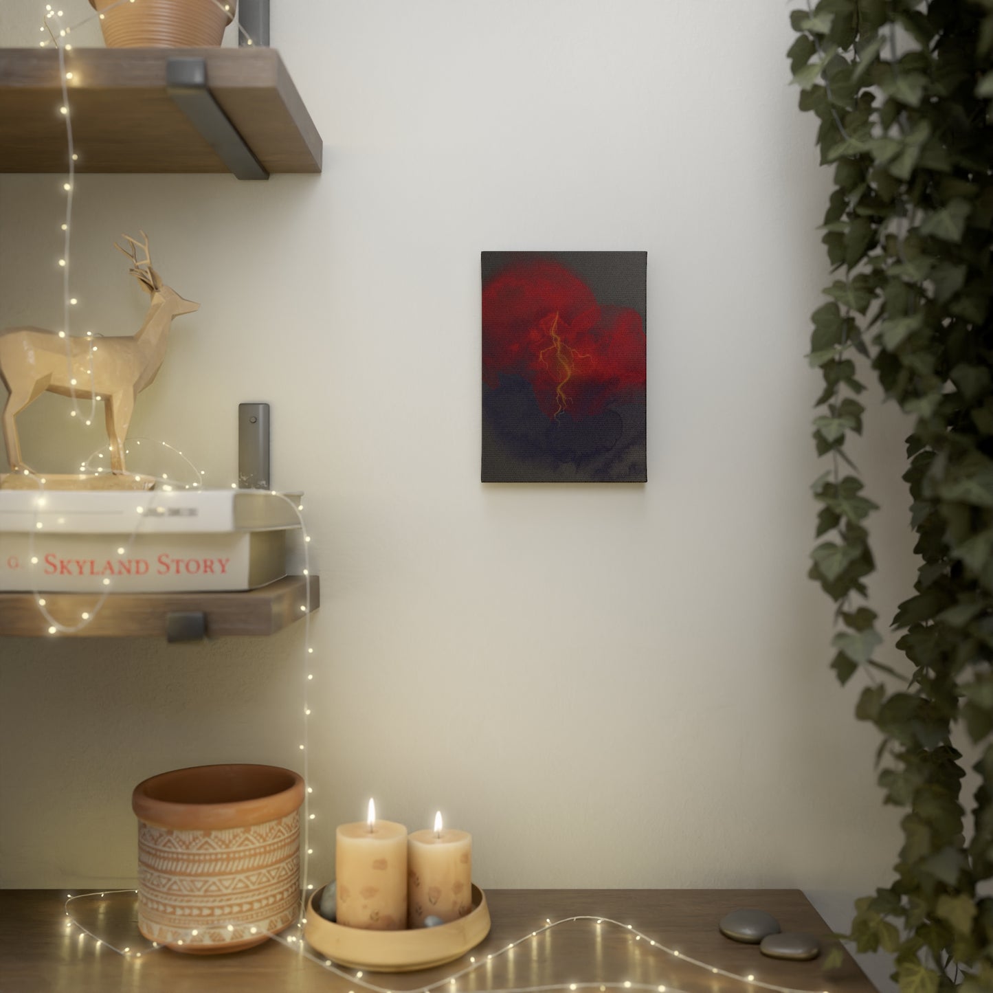 Electric Cloud Wall Art, Lighting Cloud Wall Art, Explosive Wall Art, Canvas Fusion Wall Art, Electric Cloud. Red Black Cloud Wall Abstract.