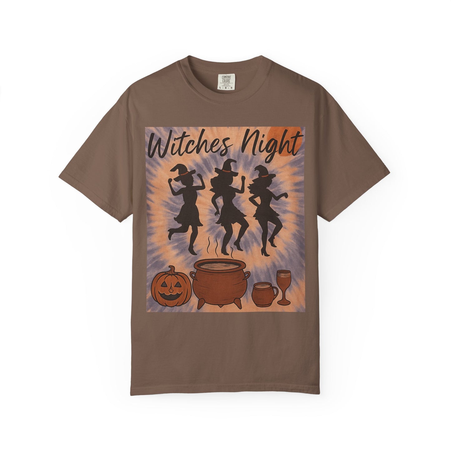 Witches Night T-Shirt – Halloween Witch Graphic Tee – Spooky Season Shirt – Dancing Witches Top – Cauldron Pumpkin Fall Festival Tee