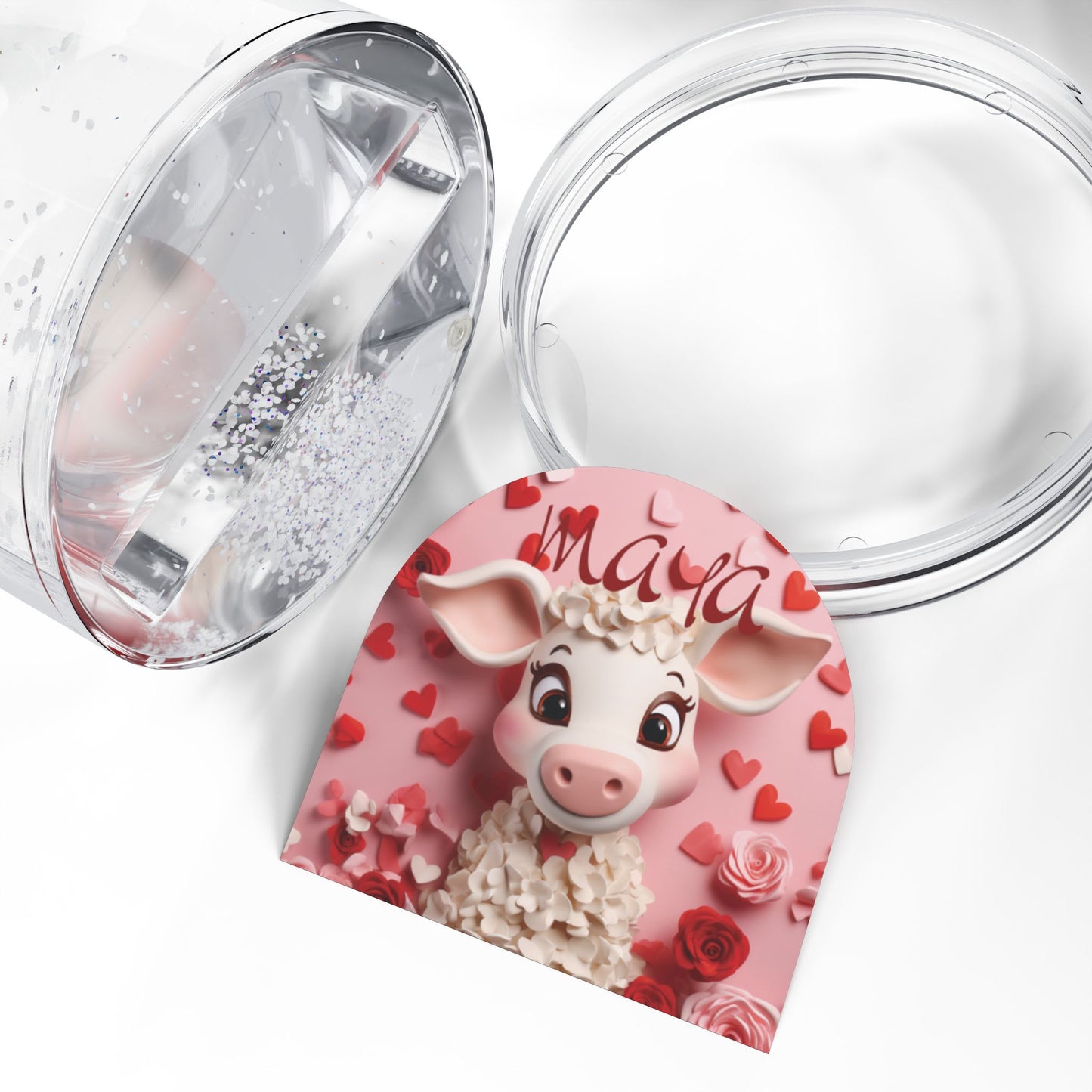 Custom Floral Cow Keepsake Snow Globe Gift