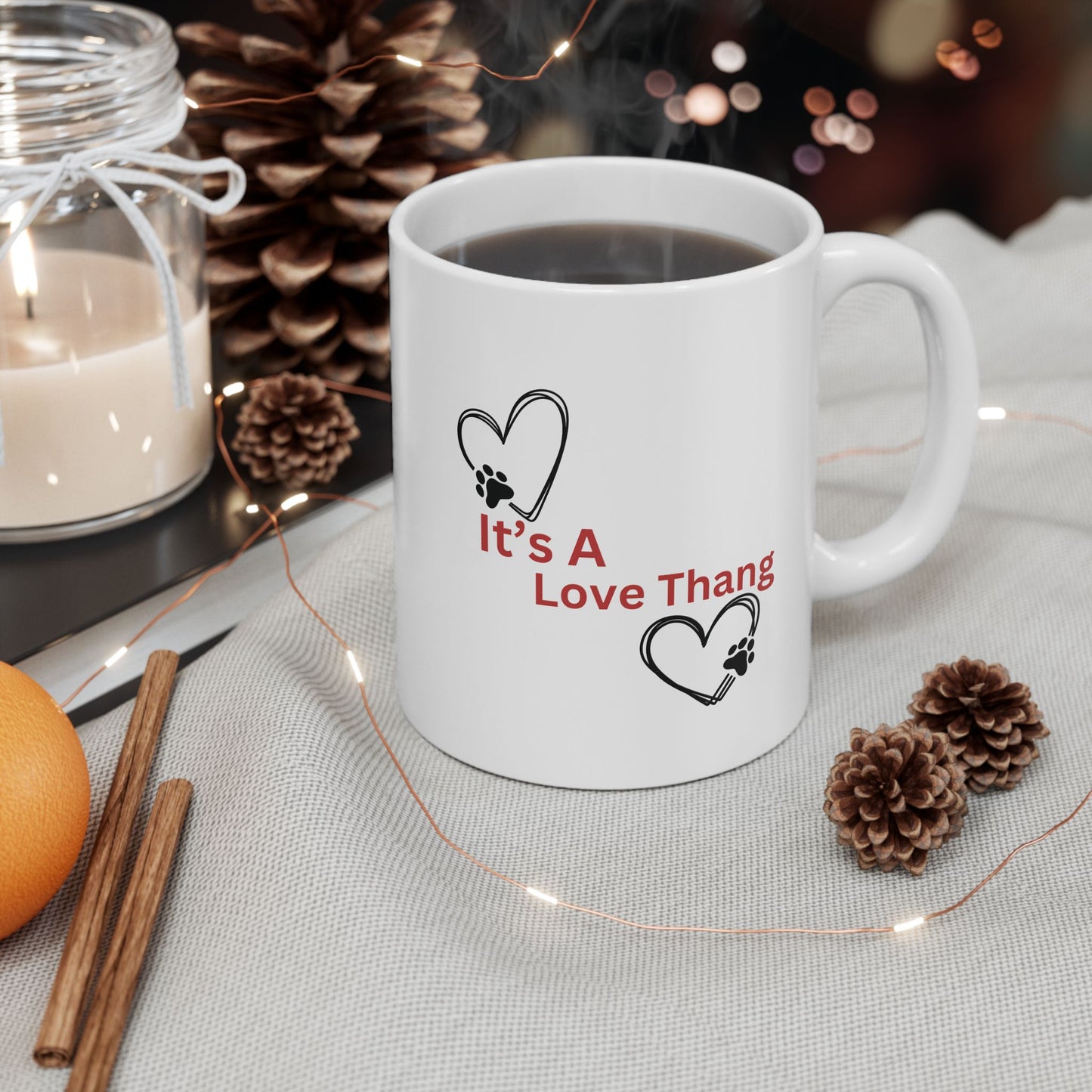 It's A Love Thang Ceramic Dog Mug, Mug for Dog Lovers, Heart Paw Print Mug, Heart Dog Paw Print Mug, Dog Paw Mug, Heart Dog Mug, Paw Print Mug, Dog Lovers Mug Gift