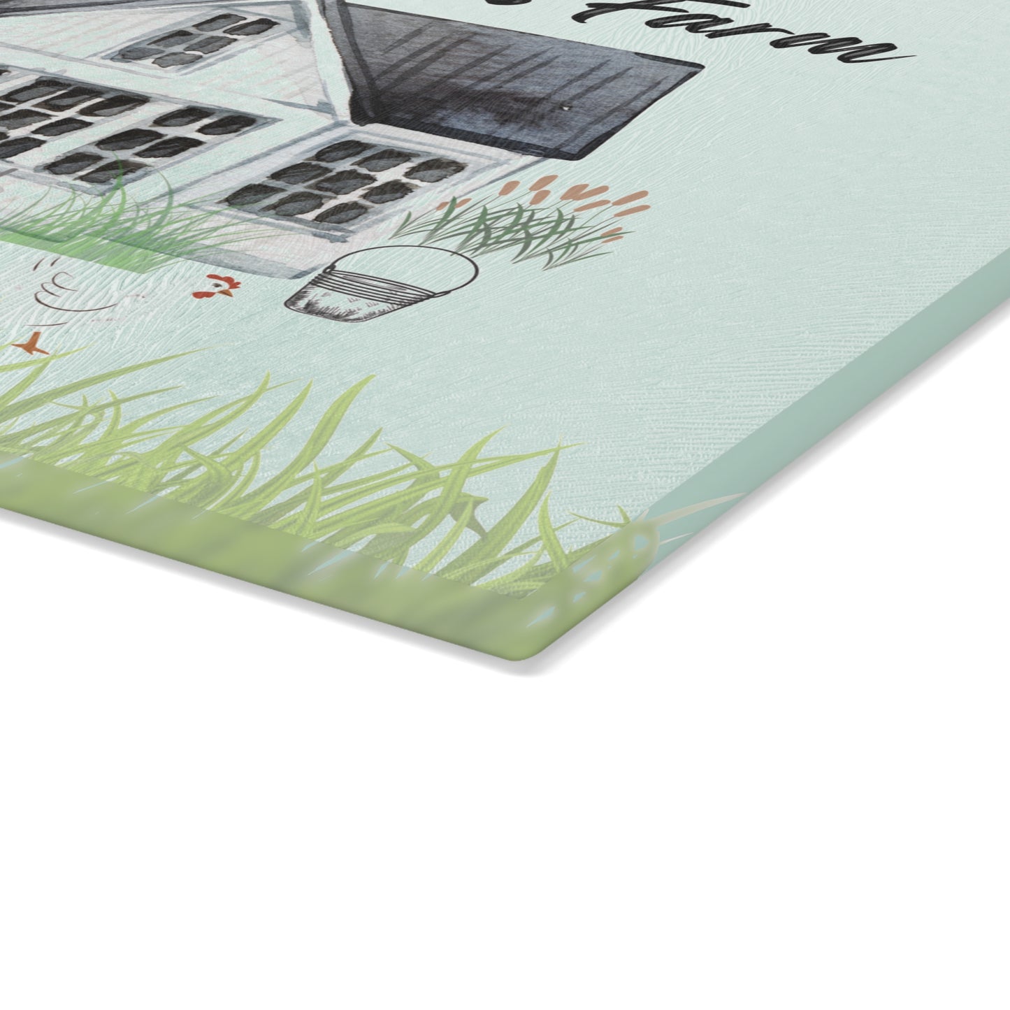 Farm Animal Cutting Board, Vintage Farmhouse Glass Cutting Board, Country Glass Chopping Board, Personalized Glass Cutting Board