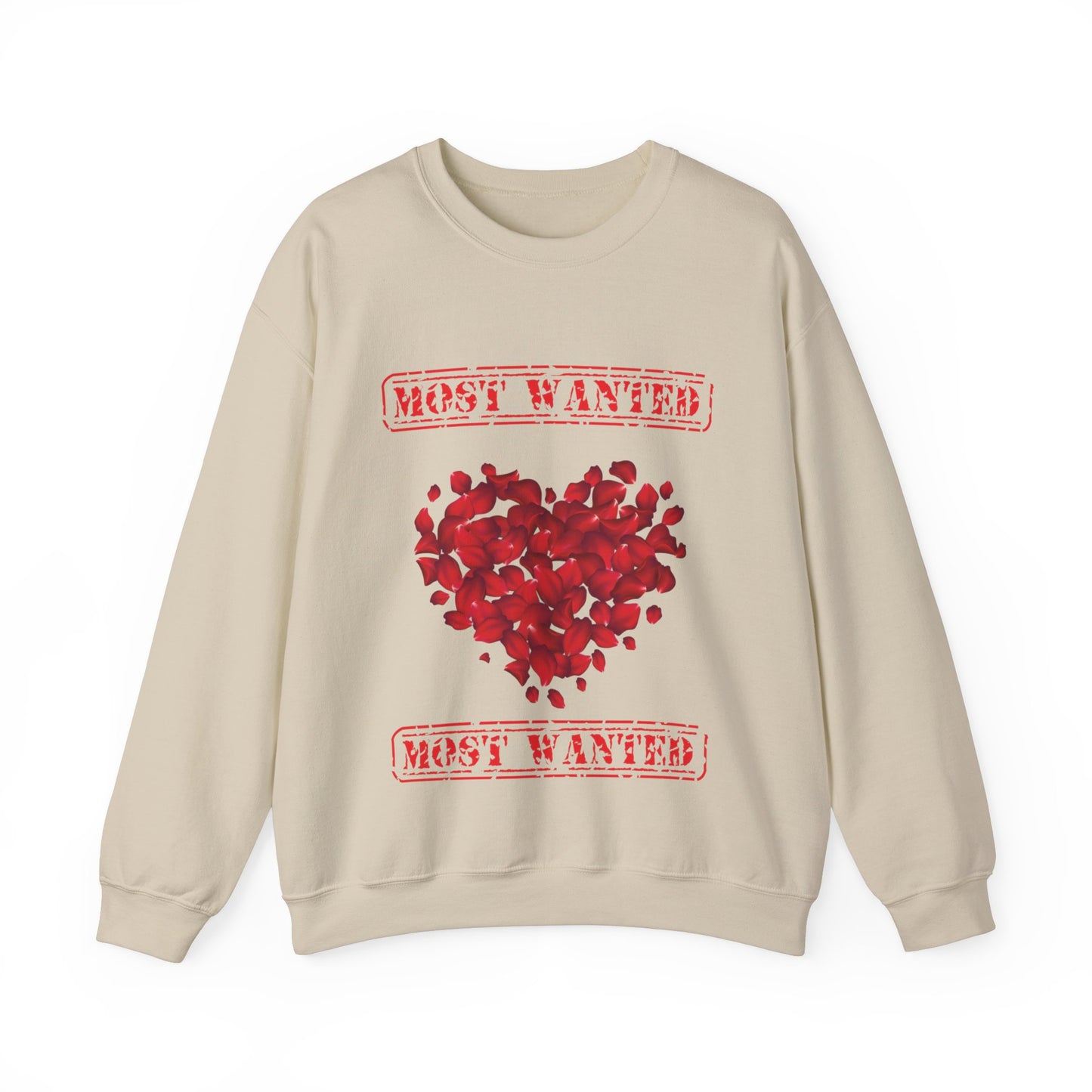 Most Wanted sweatshirt, Valentine Red Petal Heart Sweatshirt, Valentine's Day Heart Crewshirt, Petal Sweatshirt, Valentine's Day Petal Sweatshirt, Red rose heart Sweatshirt
