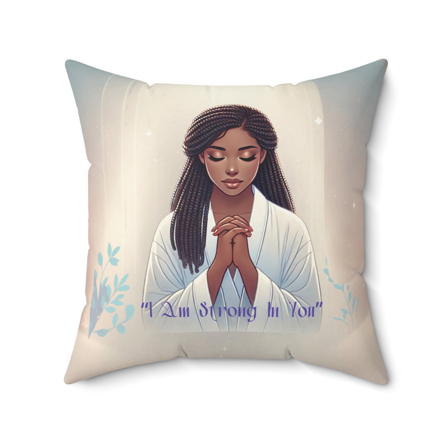 Inspirational Prayer Pillow, I Am Strong in You Faith Throw Pillow, Christian Home Décor, Spiritual Comfort Cushion, Prayer Throw Pillow