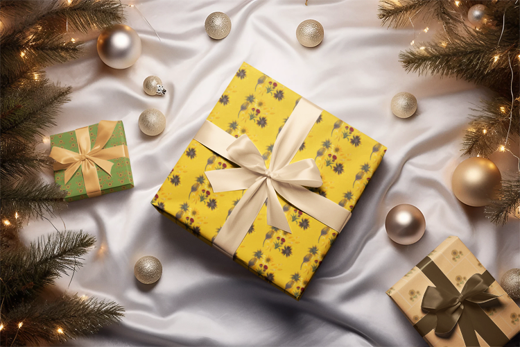 Floral Aesthetic Design Wrapping Paper Sheets