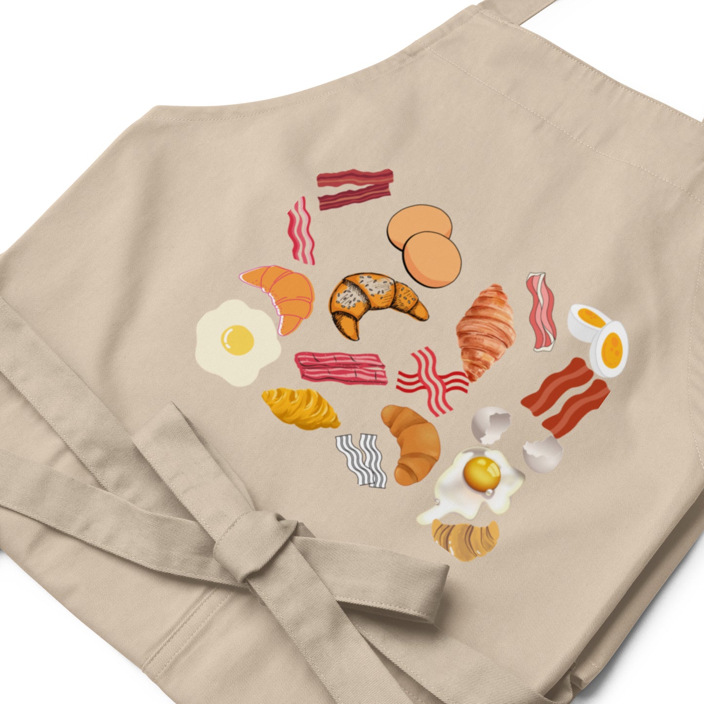 Organic cotton apron with design - breakfast