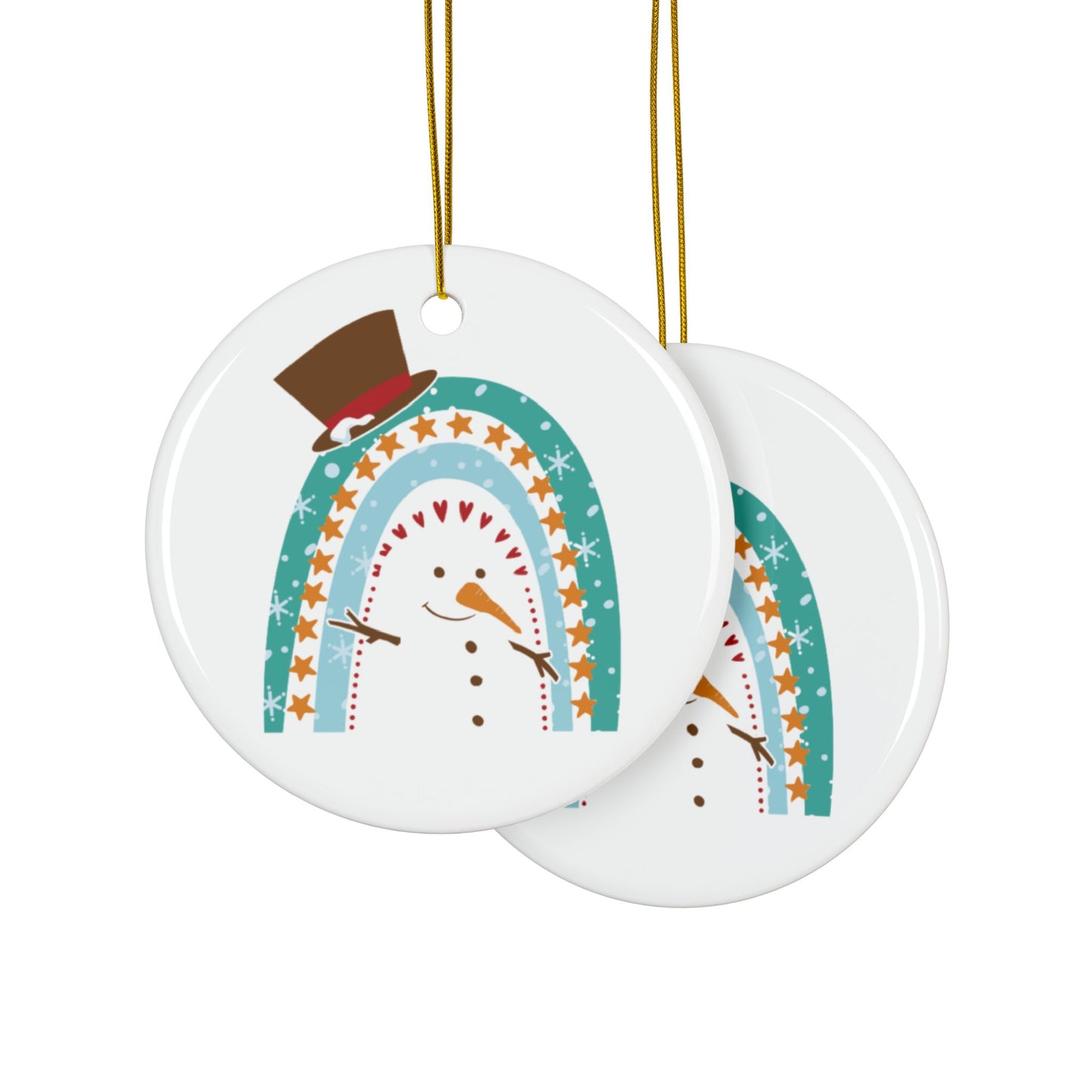 Rainbow Snowman Christmas Ornament