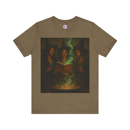 Witches Brew Tee Shirt, Witchy Trio Halloween T-Shirt: Spell Book & Cauldron Graphic Tee