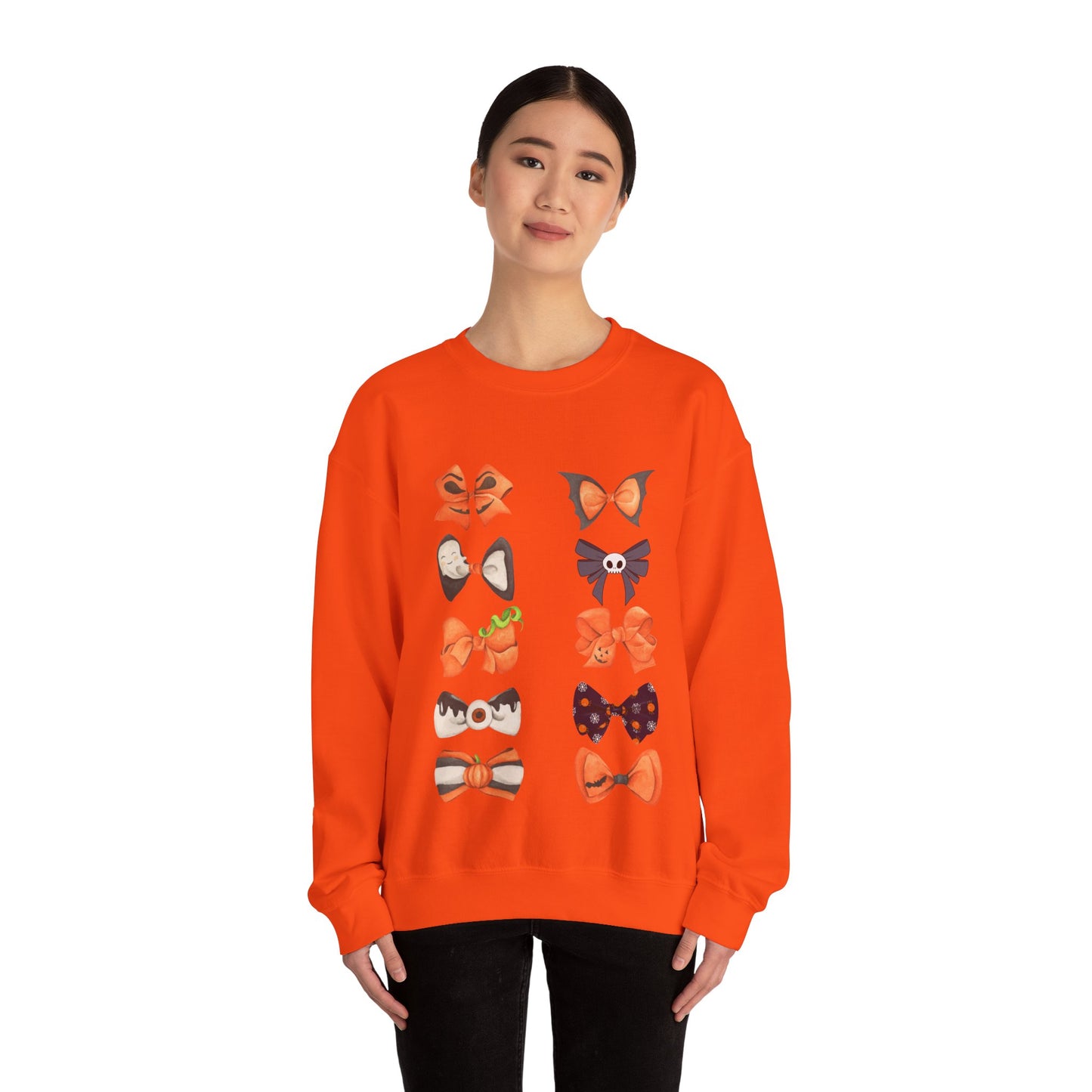 Decorated Halloween Bow Sweatshirt, Horror Bow Sweatshirt, Fall Halloween Sweatshirt, Autumn Coquette Bow Sweatshirt, Spooky Bow Sweatshirt, Coquette Halloween Bow Sweatshirt, Halloween Sweatshirt, Coquette Fall Sweatshirt