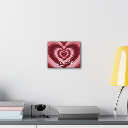 Heart Canvas Wall Art, Love Decor, Personalized Name Sign, Stretched Canvas Print, 0.75 Inch Depth, Customized Heart Design