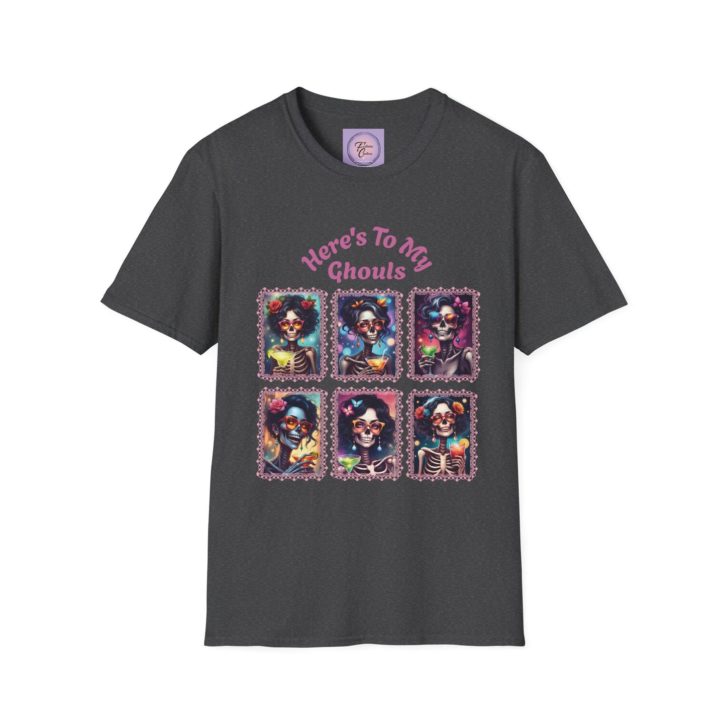Halloween Ghouls T-Shirt, Day of the Dead Skeleton Shirt, Colorful Sugar Skull Tee, Fiesta Calavera Top, Halloween Skull Graphic T-Shirt Dia de Muertos Party Shirt