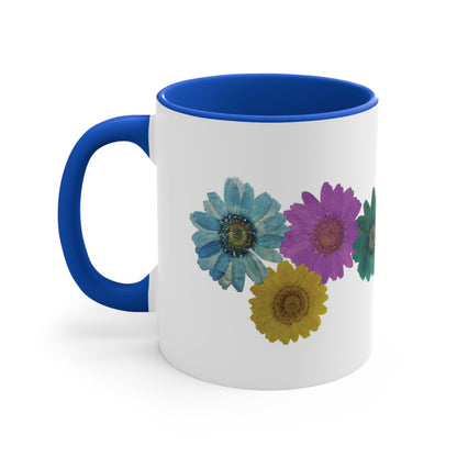 Colorful Daisy Coffee Mug, Boho Accent Mug, Mother’s Day Daisy Mug, Floral Accent Coffee Mug, Holiday Accent Coffee Cup, Nature Themed Mug,11oz Accent Mug