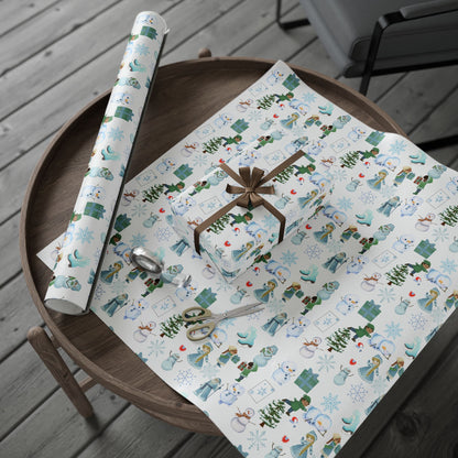 Wonderland Wrapping Paper Roll Snowman Winter Fun Gift Wrap Holiday Christmas Presents Children Festive Party