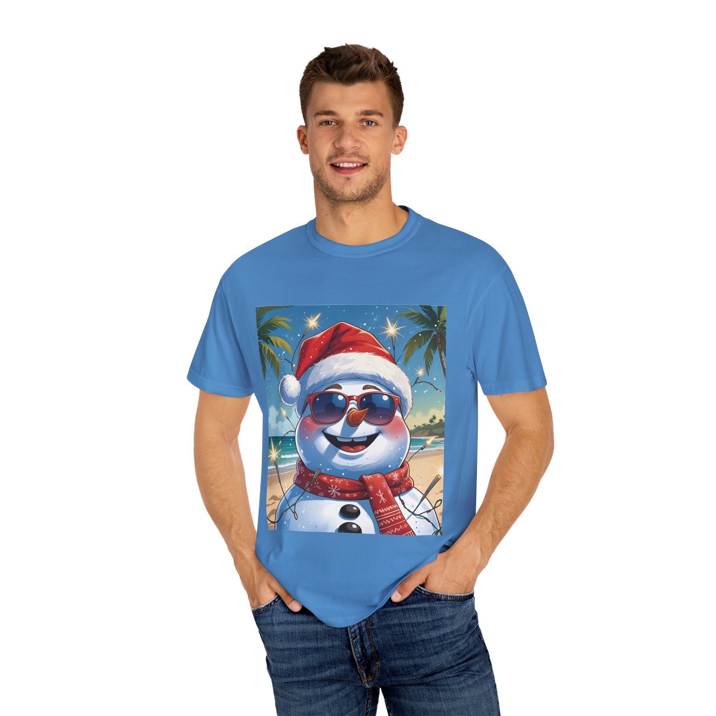 Beach Snowman Tee, Cool Snowman Summer Tee, Merry Snowman Beach Tee, Sunny Snowman Shirt, Snowman On Beach Tee, Snowman In Sunglasses Shirt, Snowman Summer Tee, Snowman In July Tee, Summer Xmas Tee,
