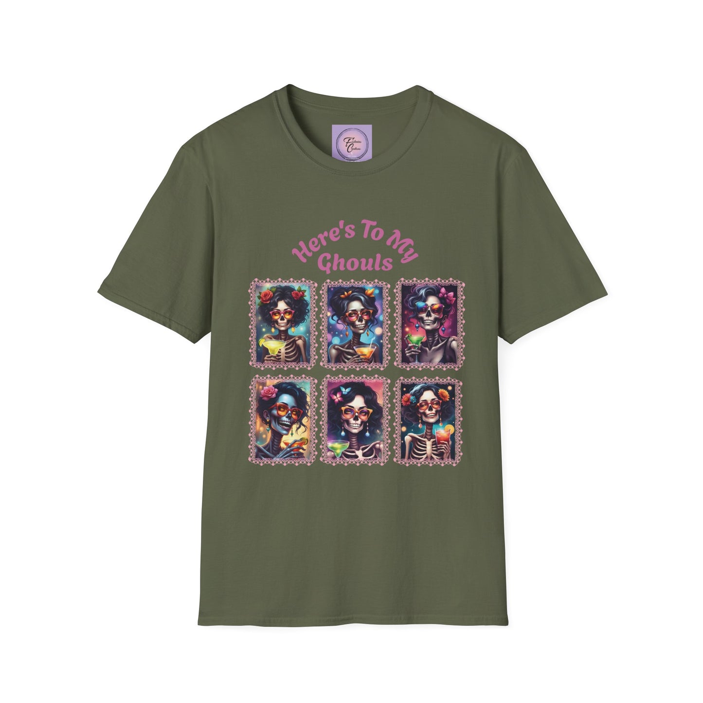 Halloween Ghouls T-Shirt, Day of the Dead Skeleton Shirt, Colorful Sugar Skull Tee, Fiesta Calavera Top, Halloween Skull Graphic T-Shirt Dia de Muertos Party Shirt